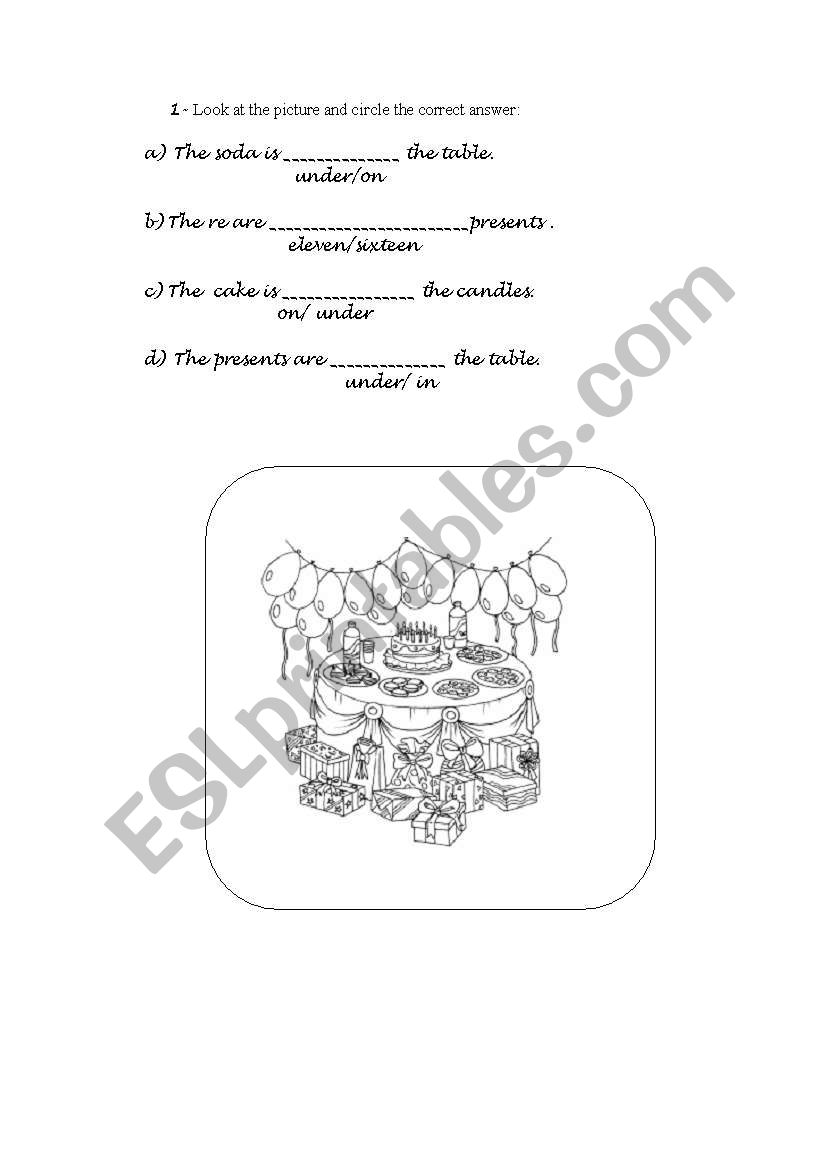 Prepositions of place worksheet