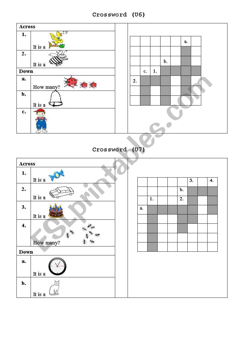 crossword-letter B+C worksheet