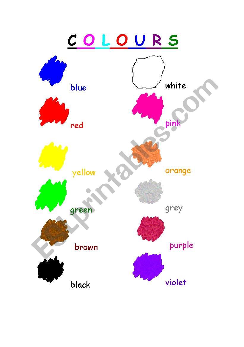 The colours worksheet