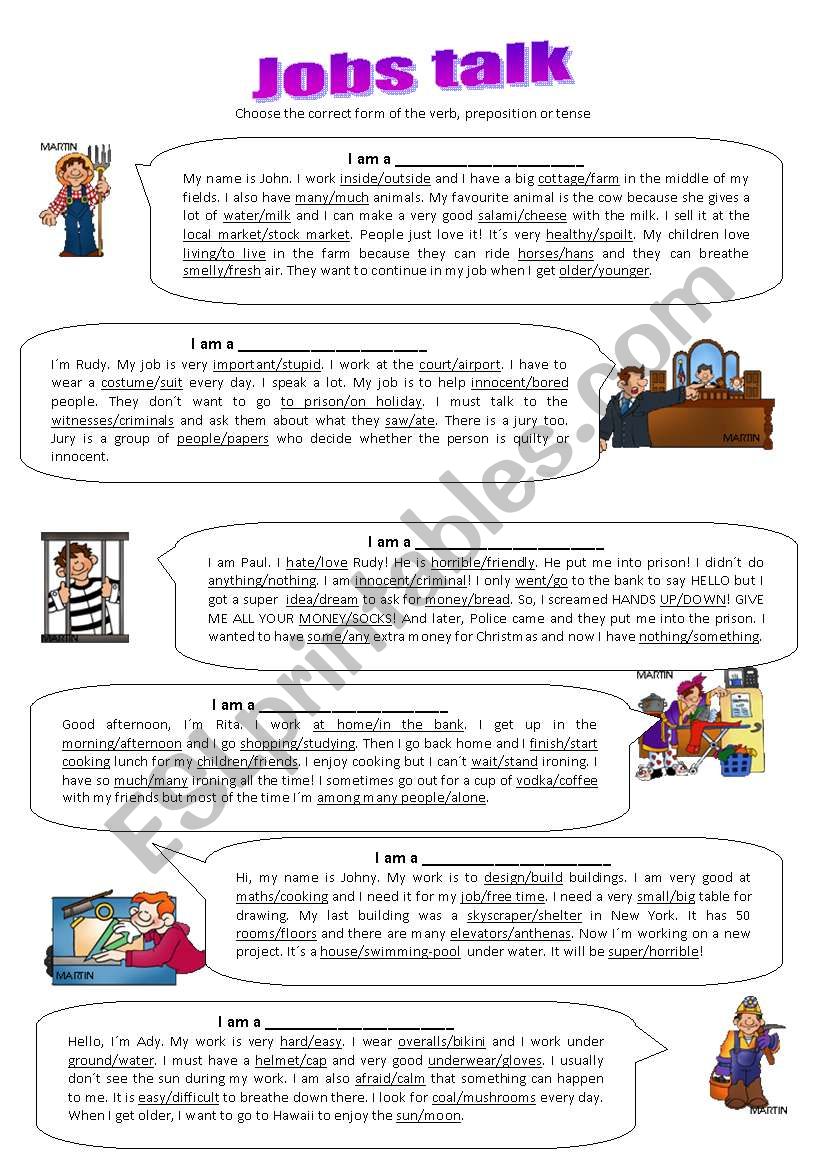 Jobs talk 3 worksheet