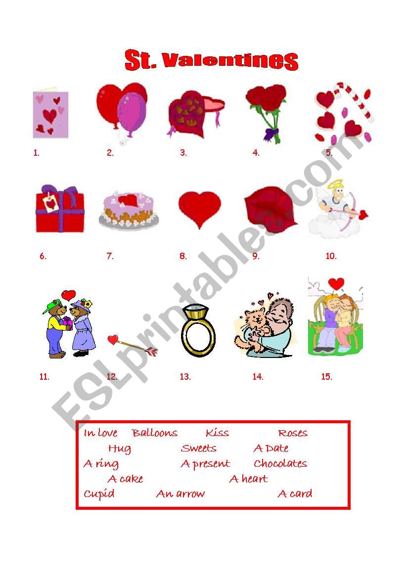 St valentine worksheet