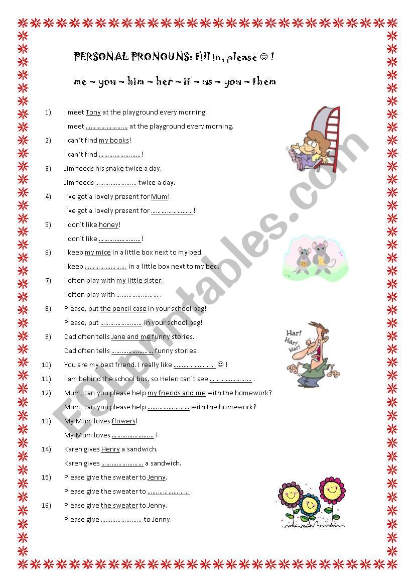 personal pronouns object case - very simple!