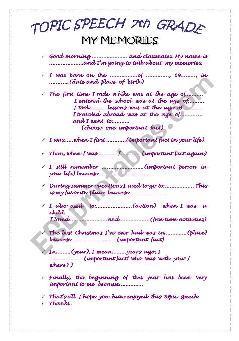 oral report worksheet