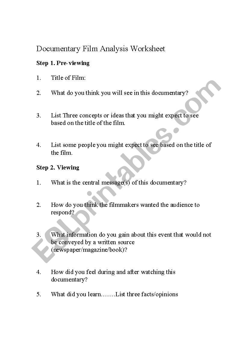 Documentary Analysis Worksheet