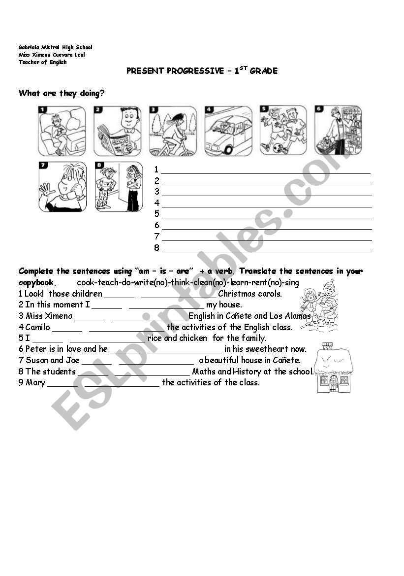 Now Present Activities worksheet