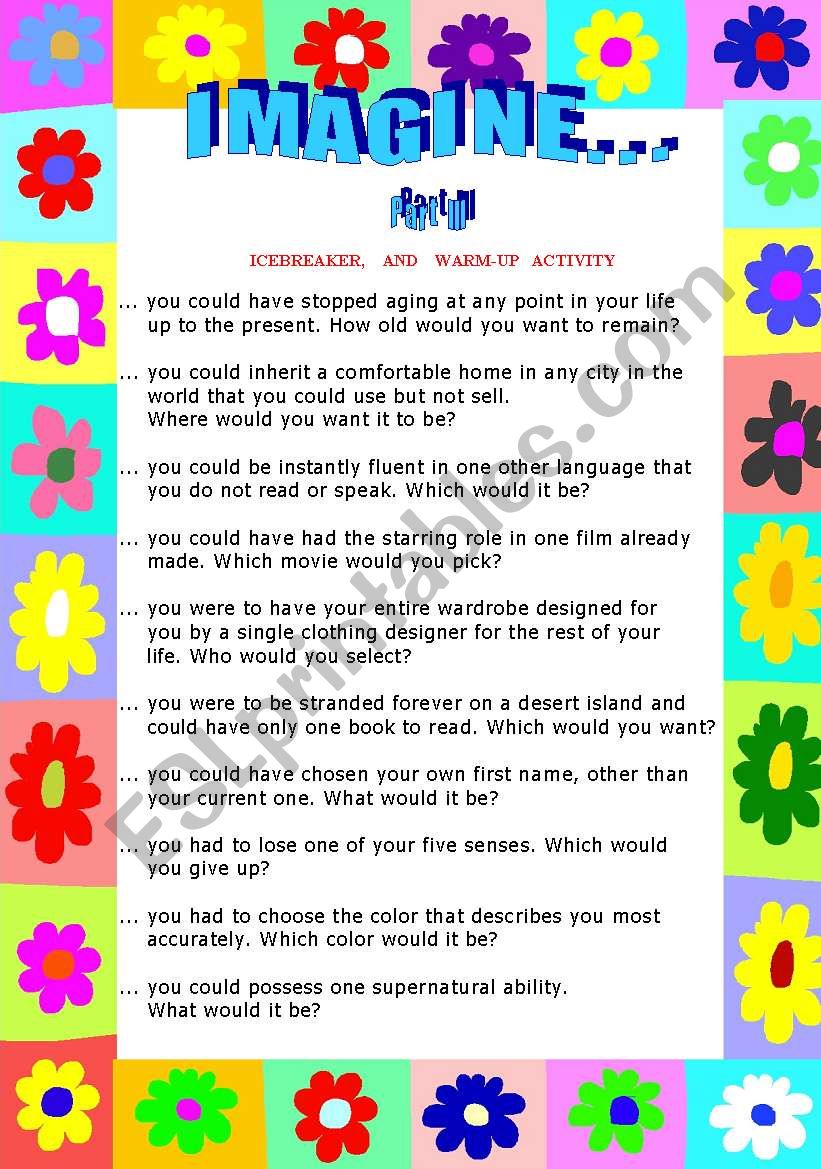 IMAGINE... ((Part 3) worksheet