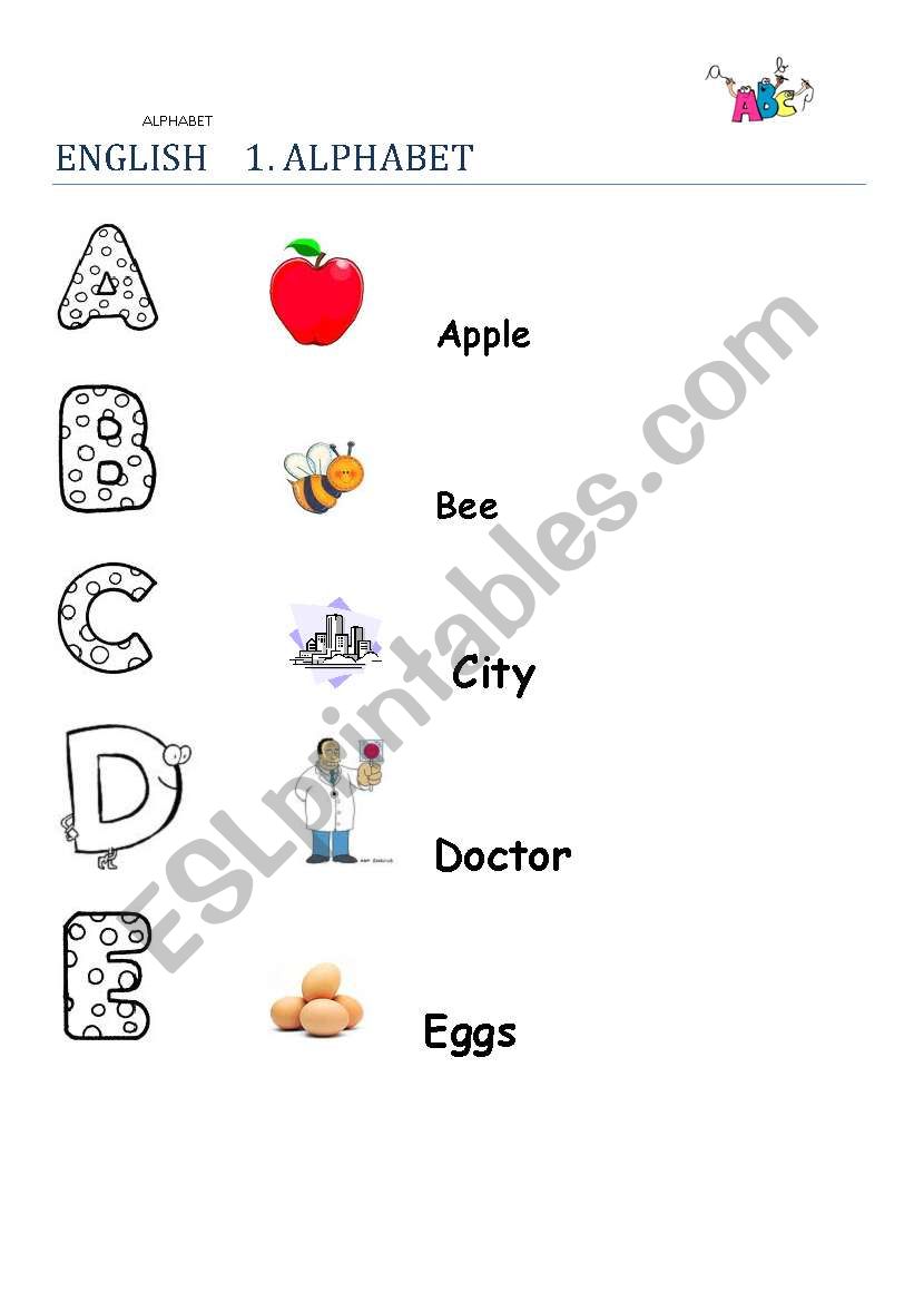 alphabet worksheet