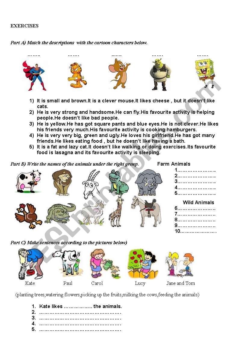 exercses worksheet