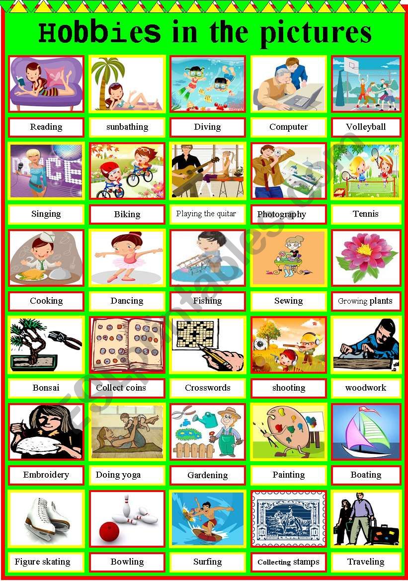 Hobbies in the pictures! worksheet