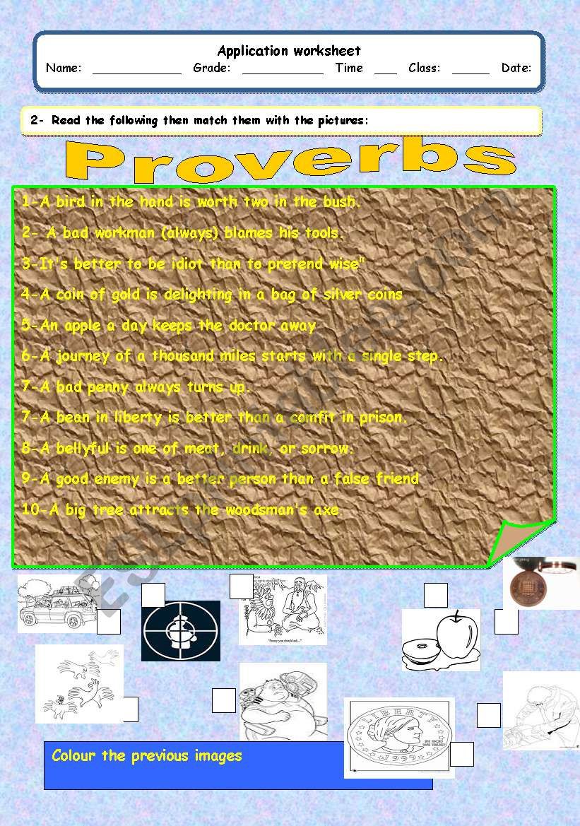 proverbs worksheet