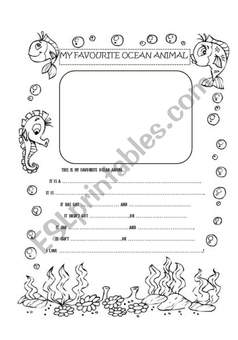 MY FAVOURITE OCEAN ANIMAL worksheet