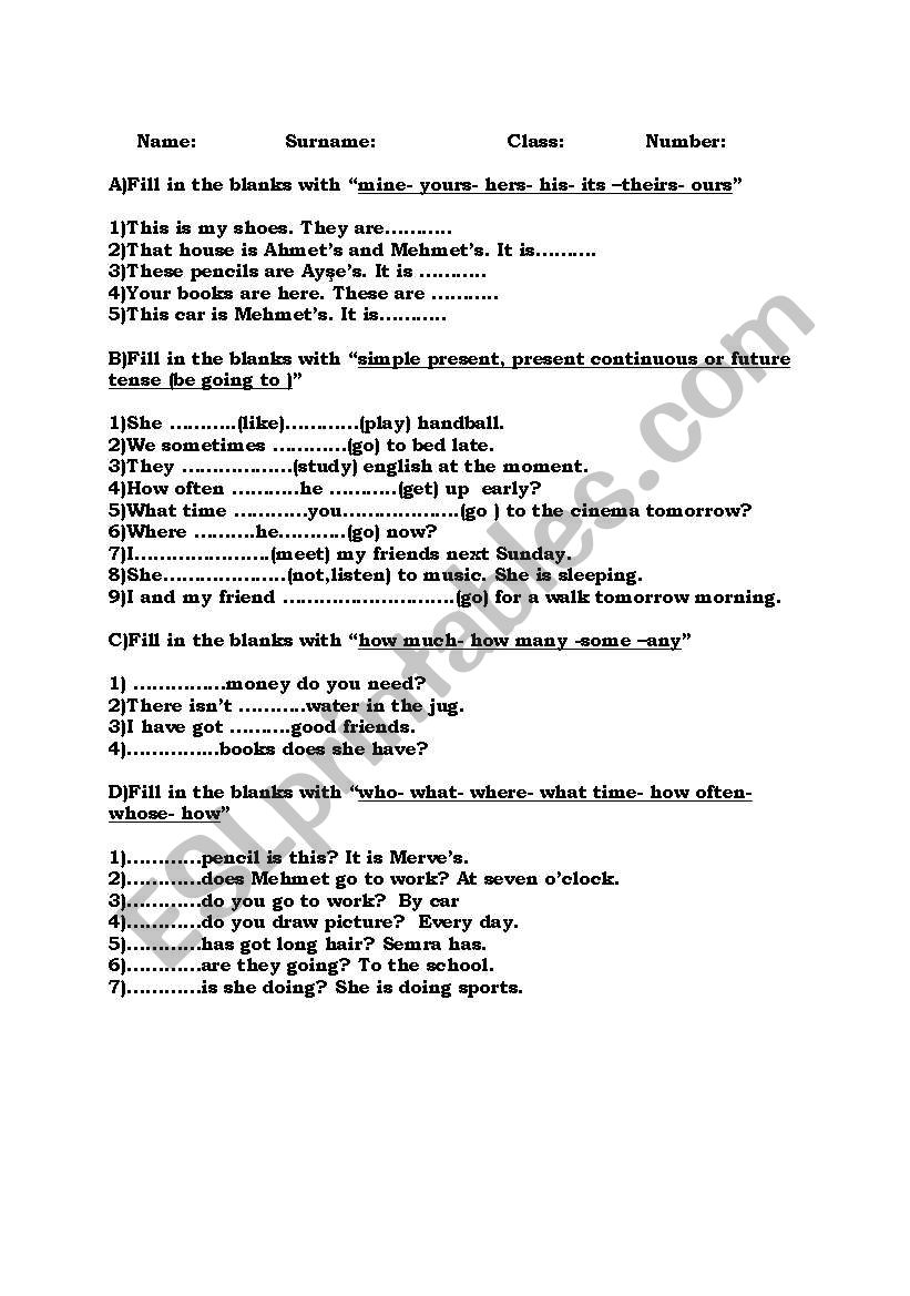 quiz worksheet