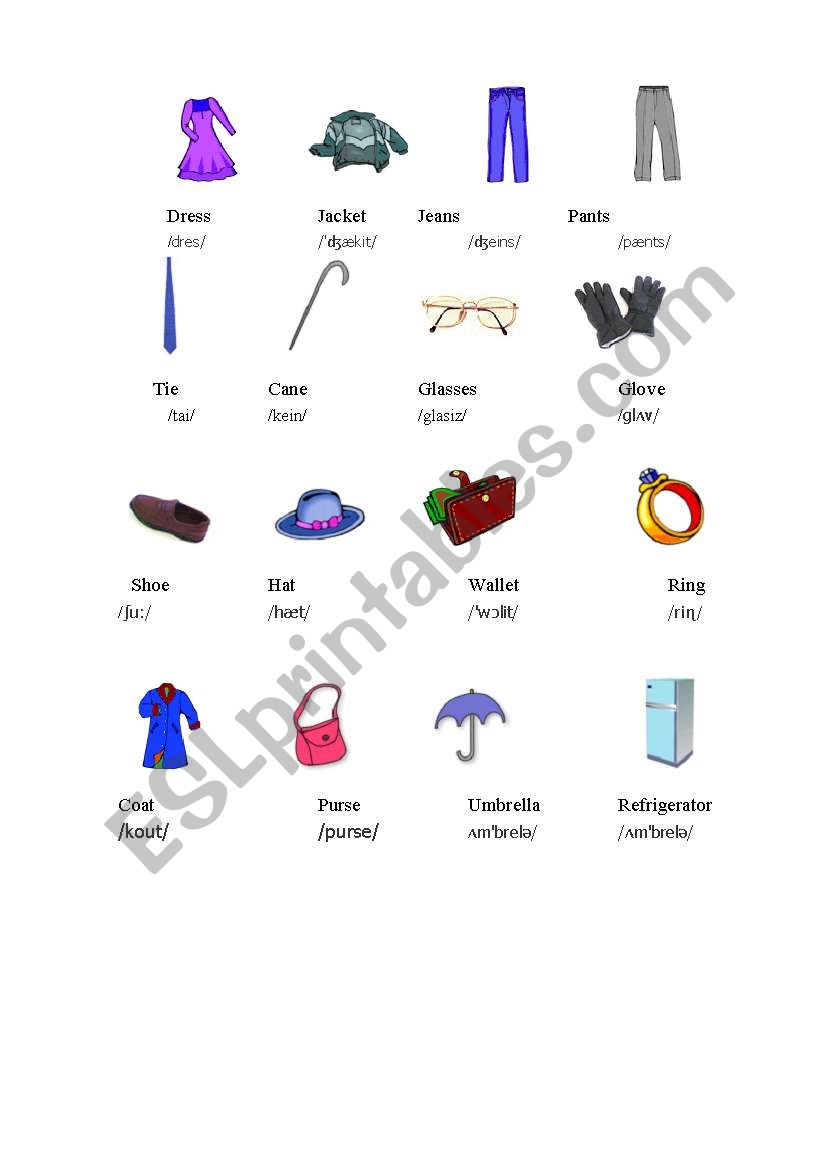 clothes worksheet