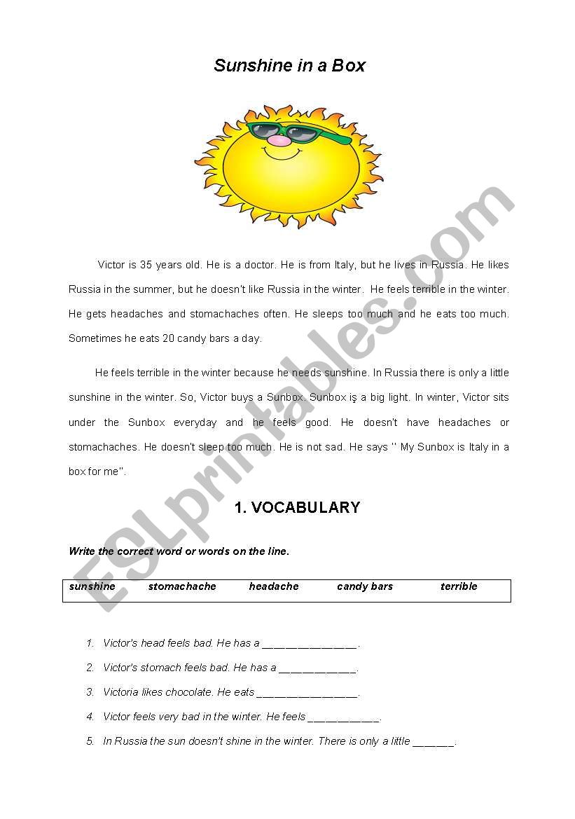 Sunshine worksheet