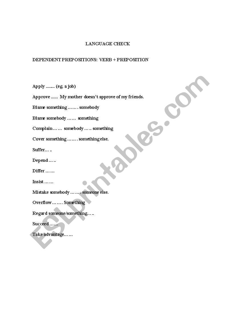 Prepositions worksheet