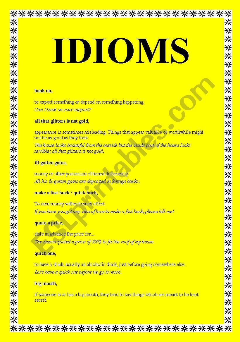 IDIOMS worksheet