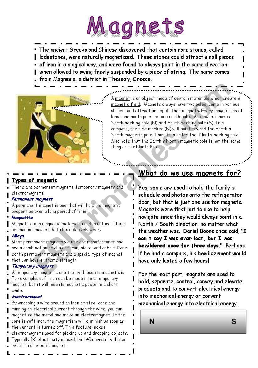 magnets worksheet