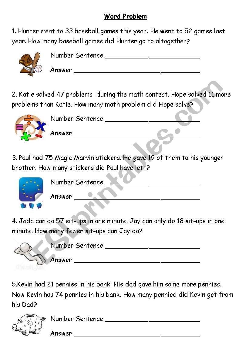 word problem worksheet