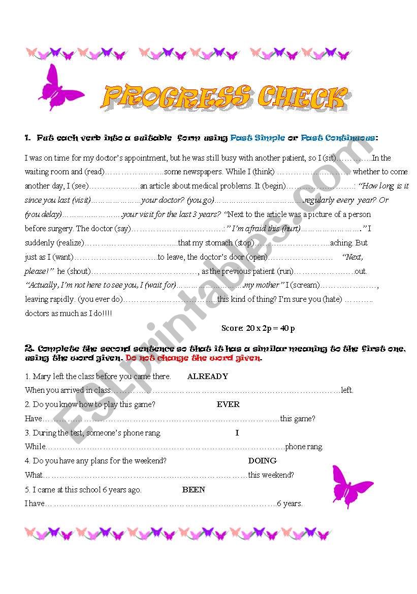 progress check worksheet