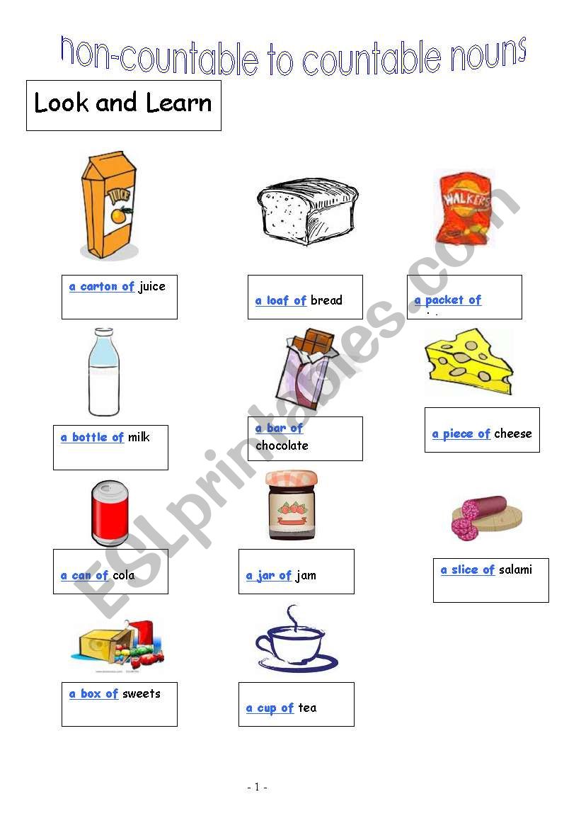 non countable to countable nouns