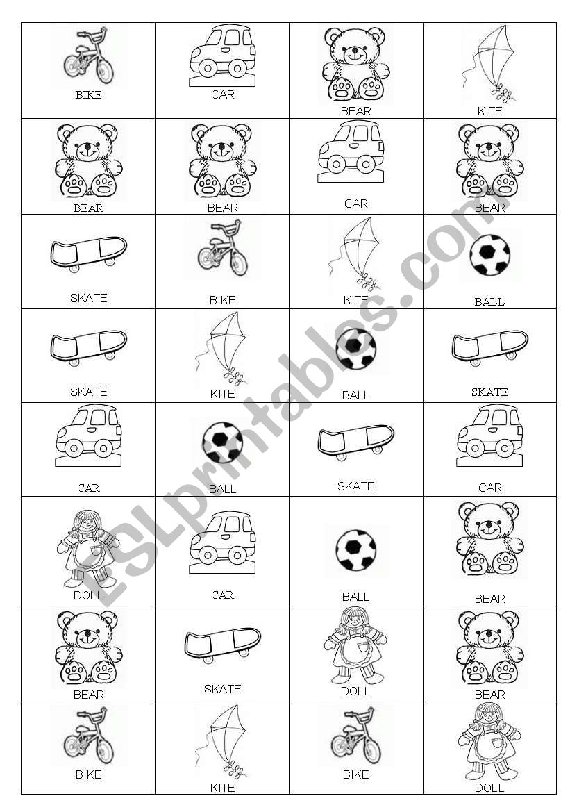 domino about toys worksheet
