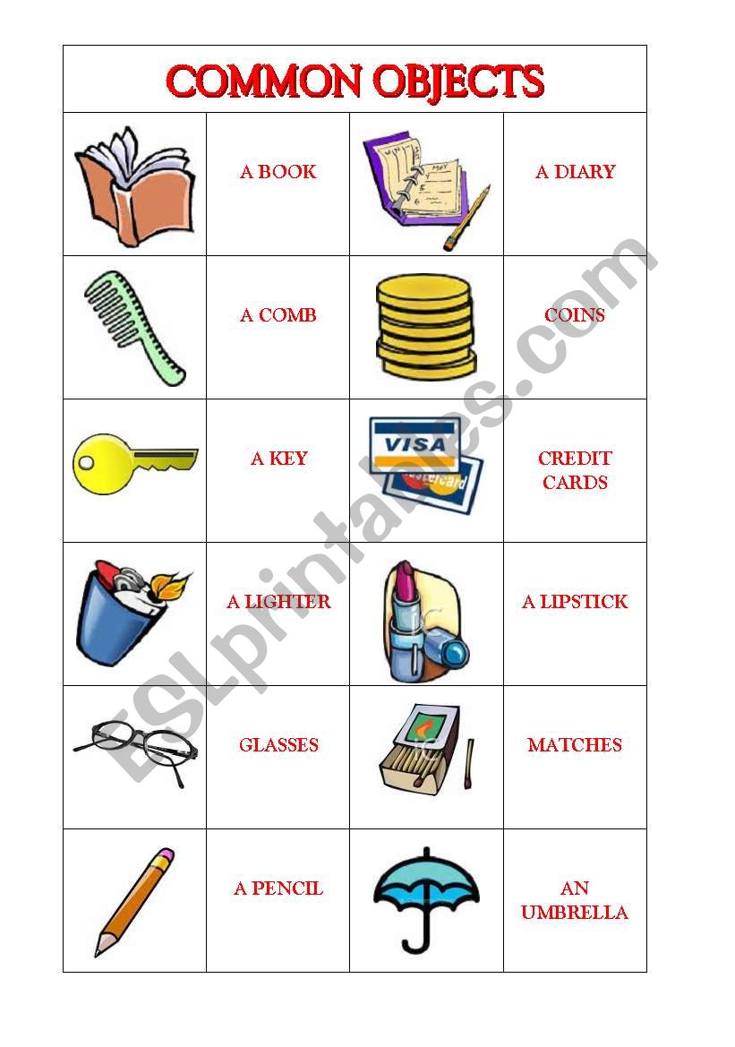 Common Objects worksheet