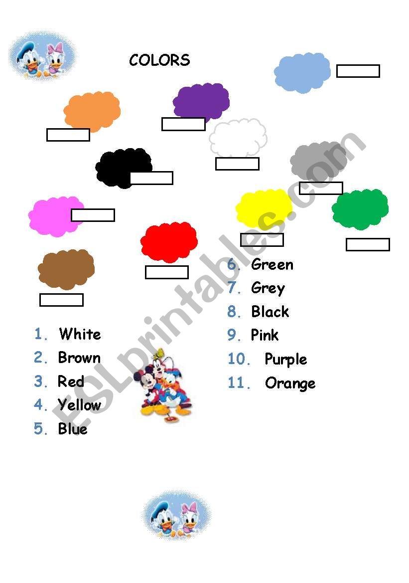 COLORS worksheet