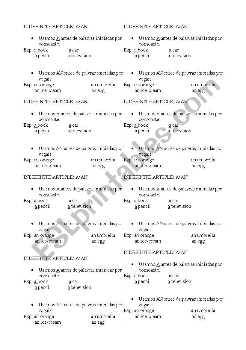 Article..a/an...Definition worksheet