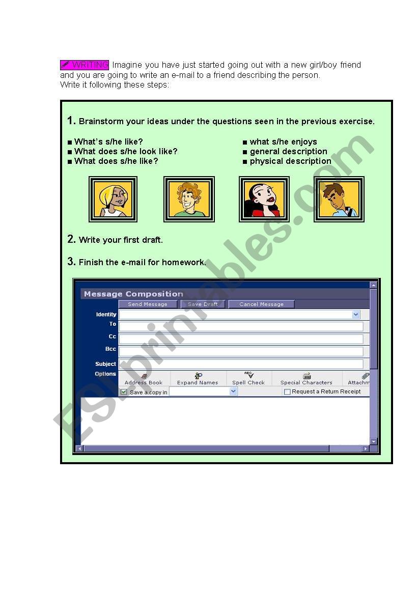 Writing an e-mail worksheet