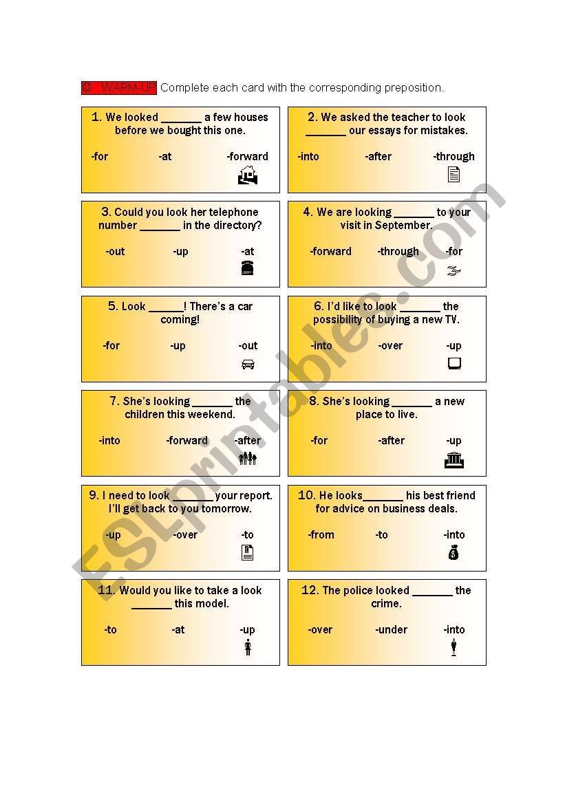 Phrasal verbs worksheet