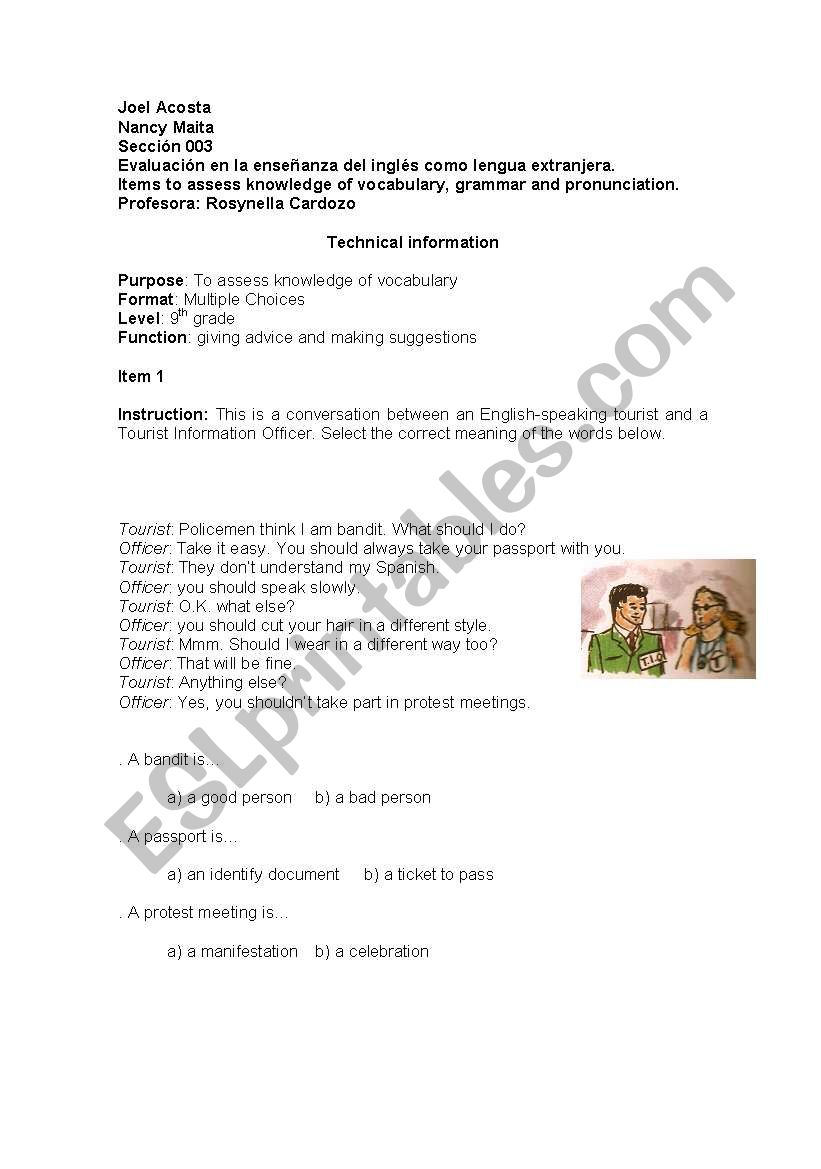 reading worksheet