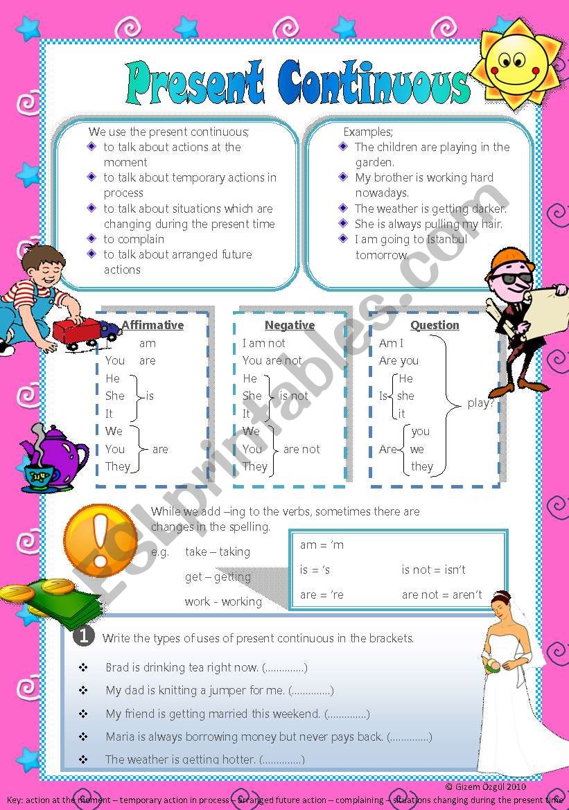 Present Continuous-Form worksheet