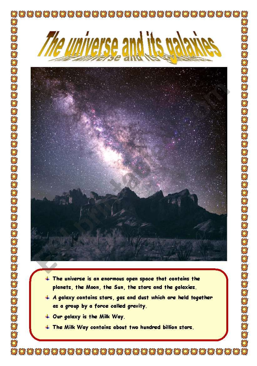 The universe and its galaxies worksheet