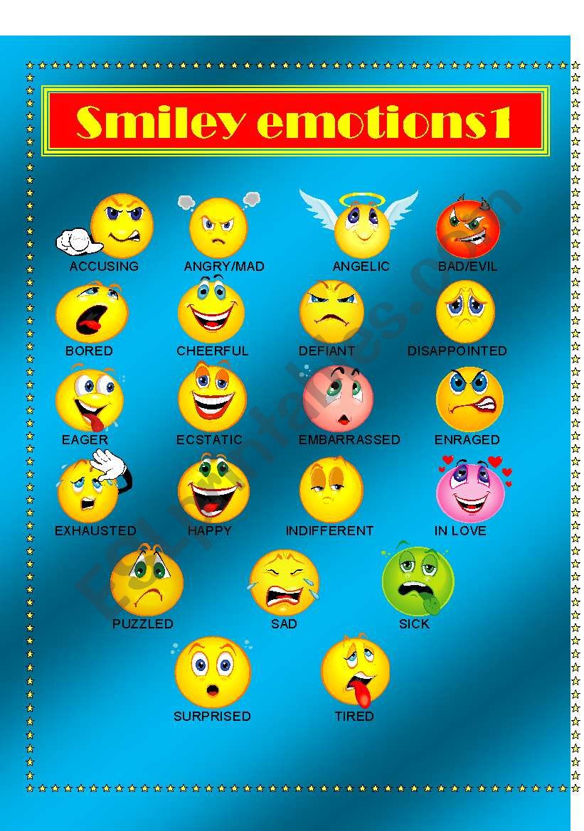 Smiley emotions(1of2) worksheet