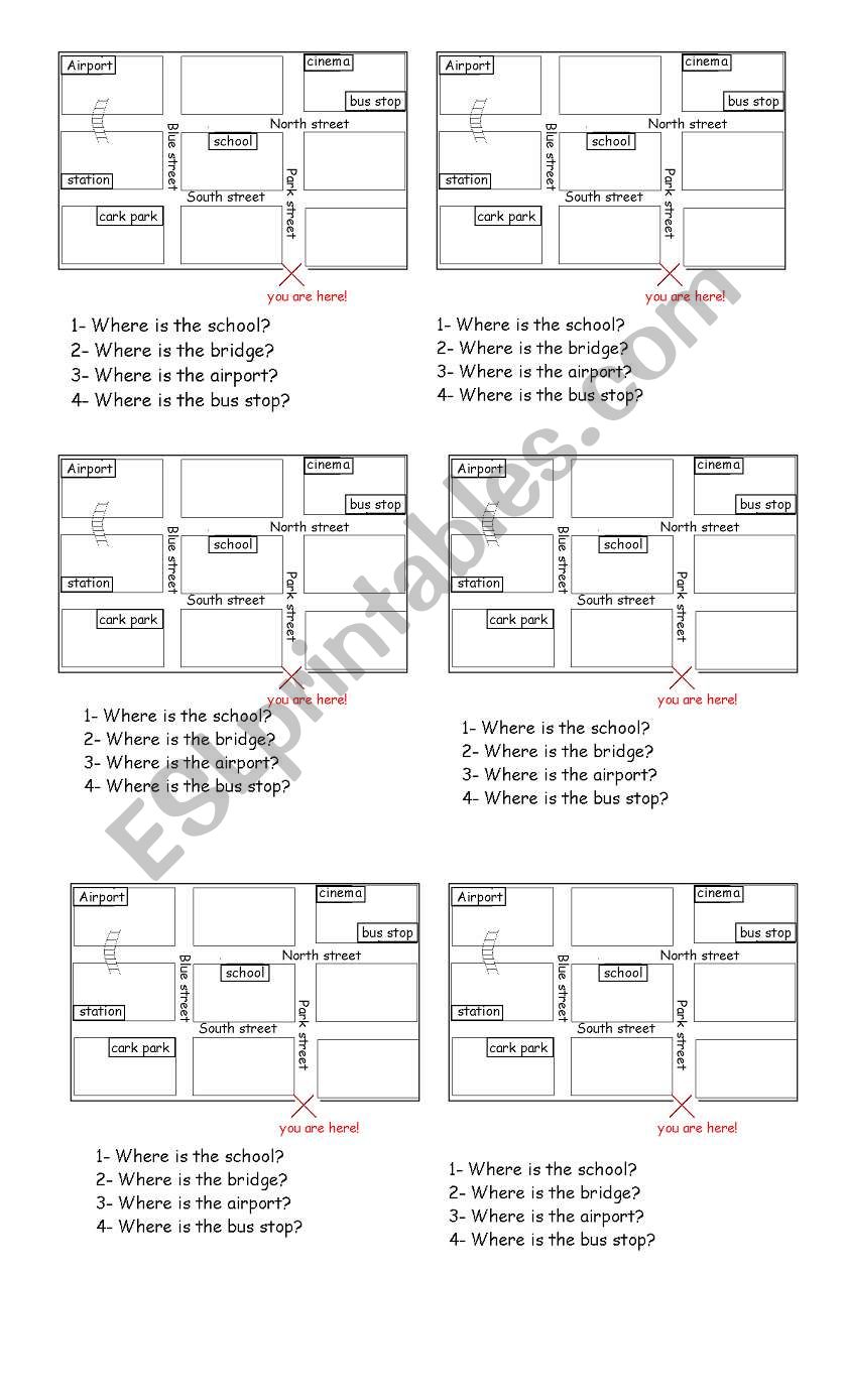 giving directions worksheet