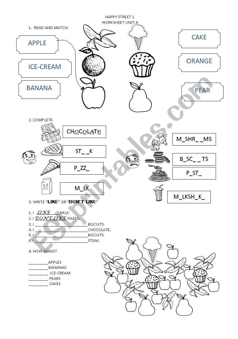 food worksheet worksheet