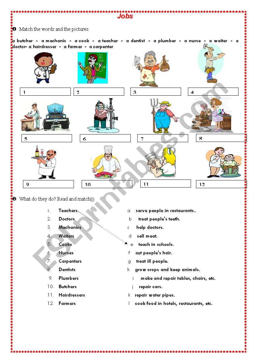 Jobs worksheet