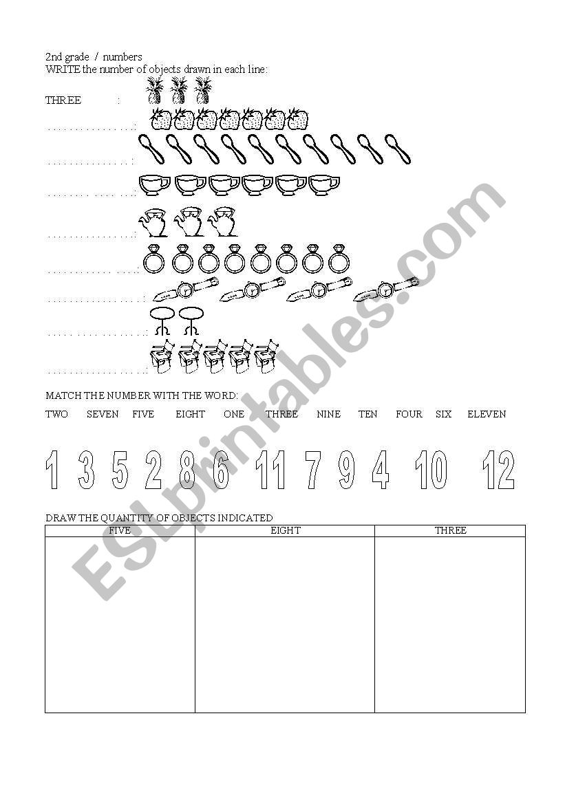 numbers 1 - 12 worksheet