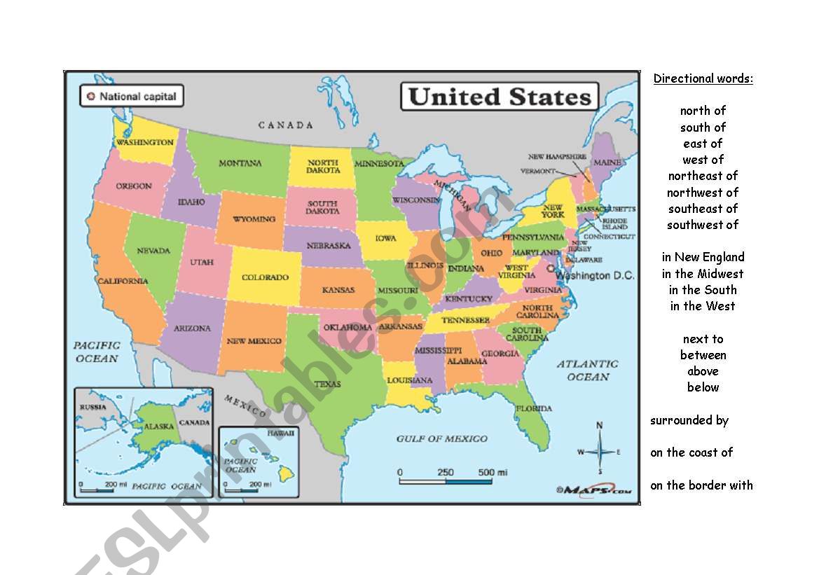 Directionals worksheet