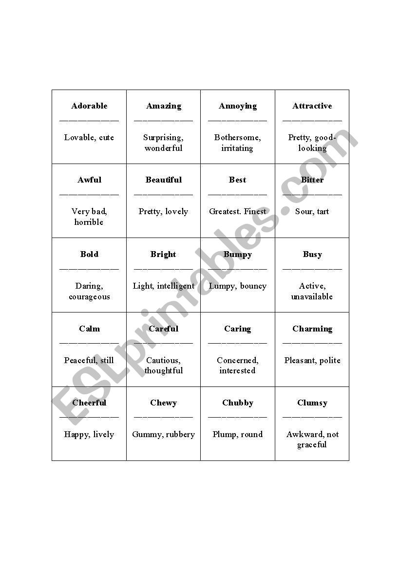 various esl games worksheet