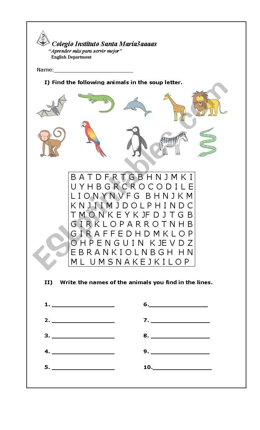 Wild Animals  worksheet