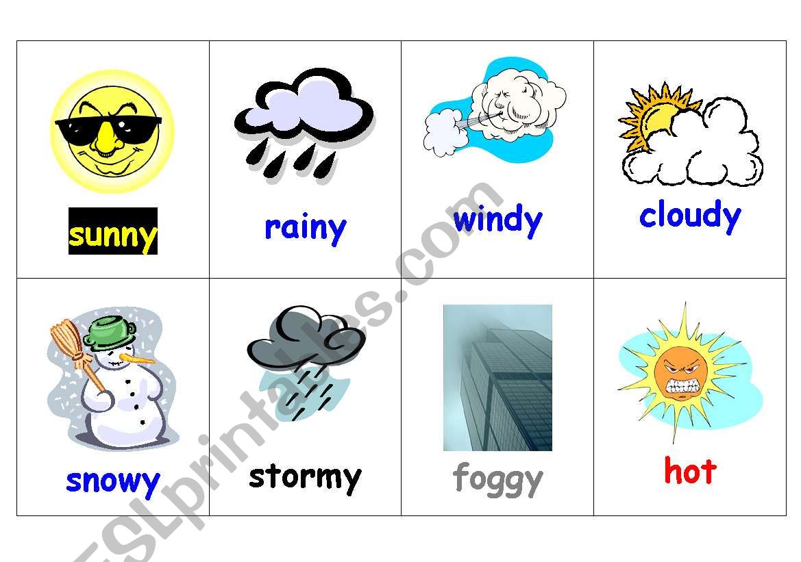 Go FIsh Weather words card template 