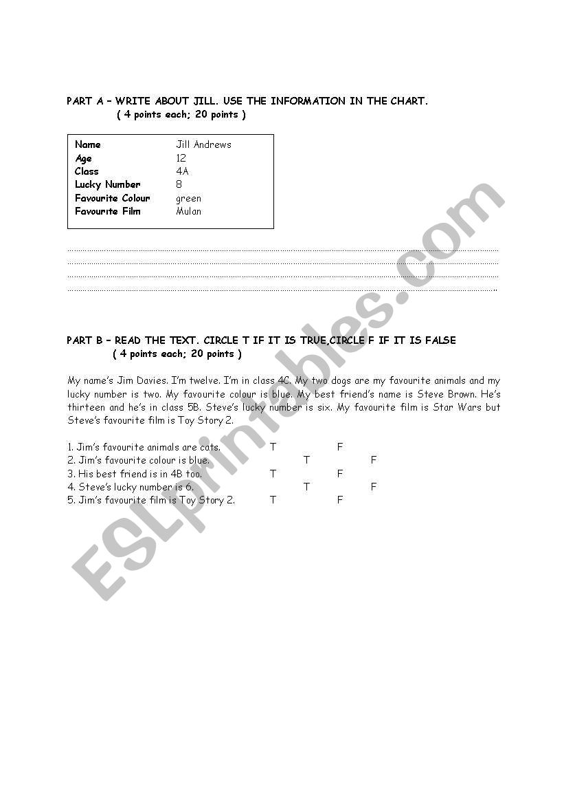 general information worksheet