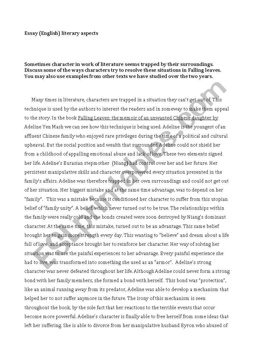 essay reading worksheet