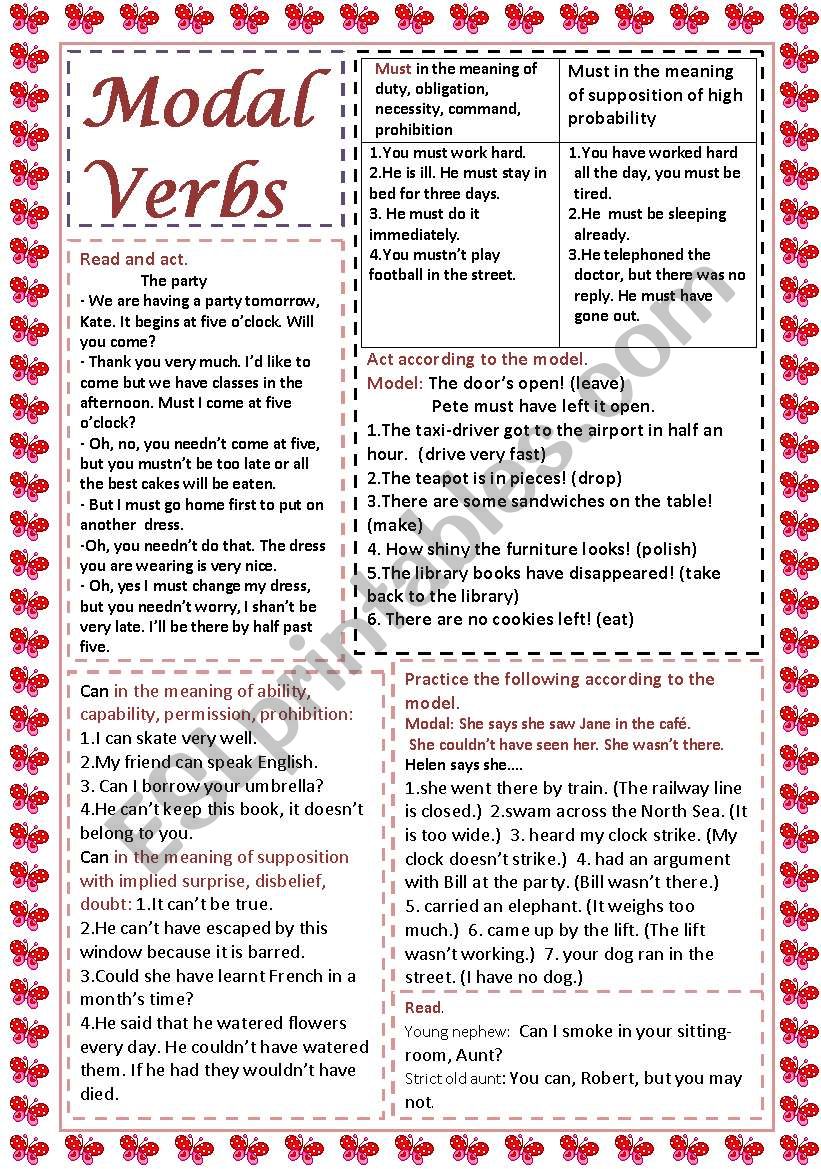 Modal Verbs worksheet