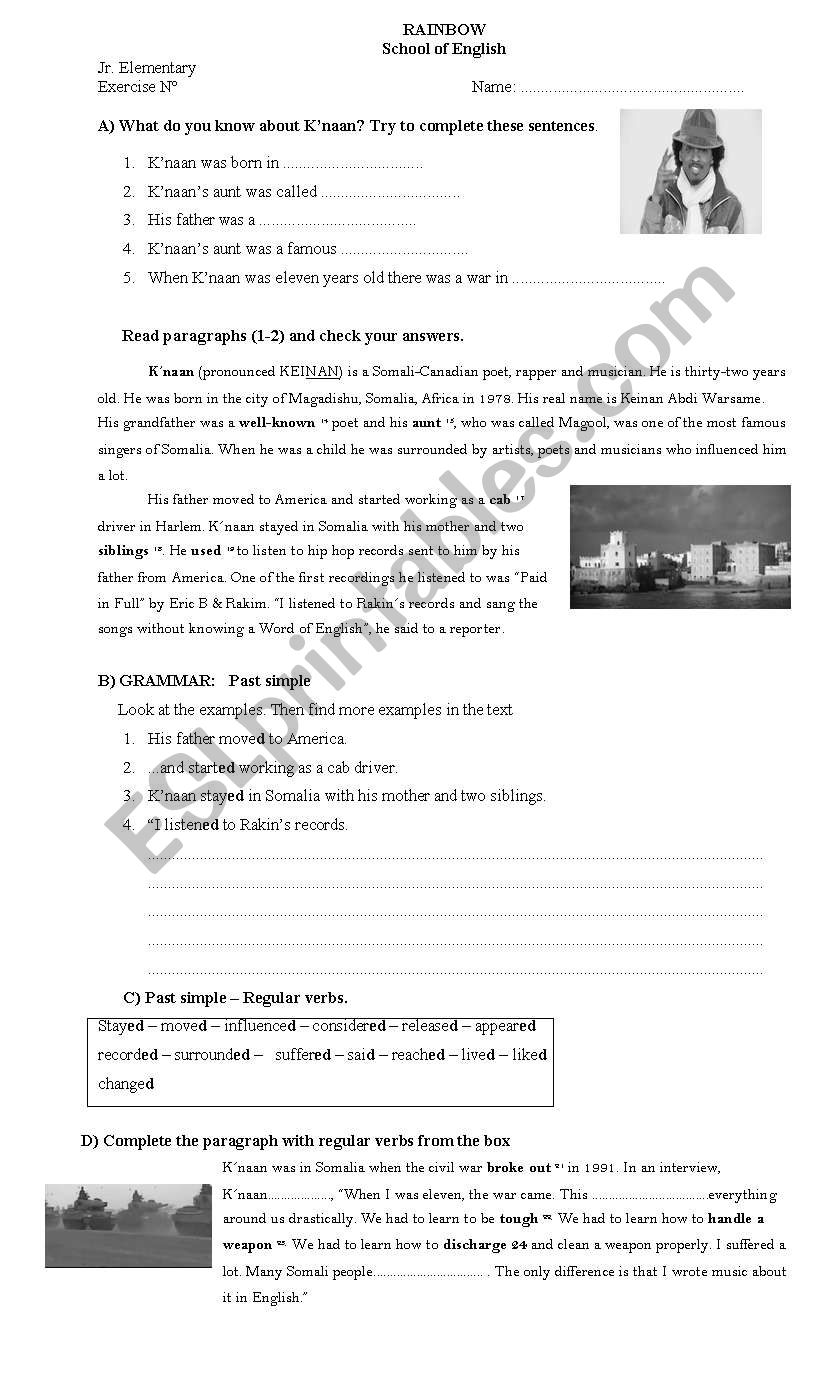 Simple Past  - Knaan worksheet