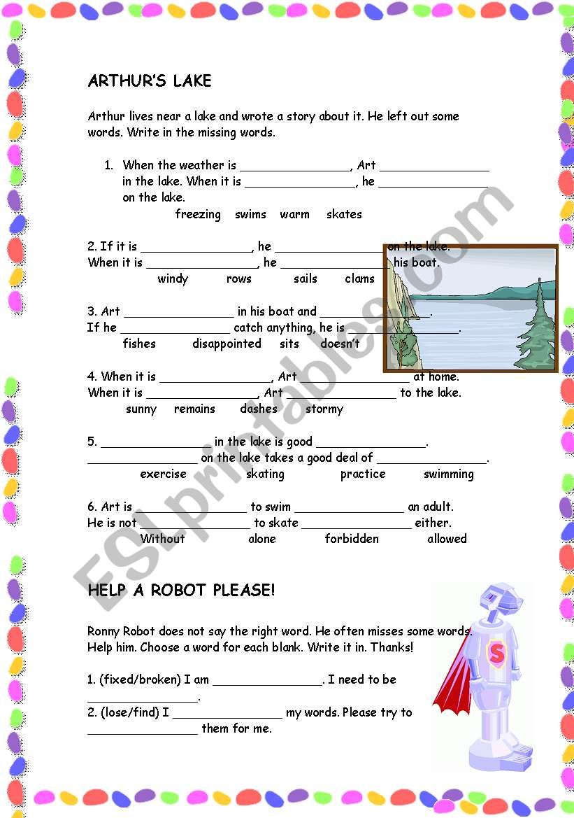 Sentence comprehension worksheet