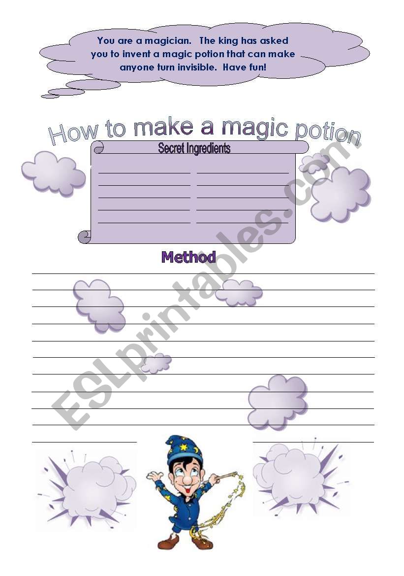 How to make a magic potion worksheet