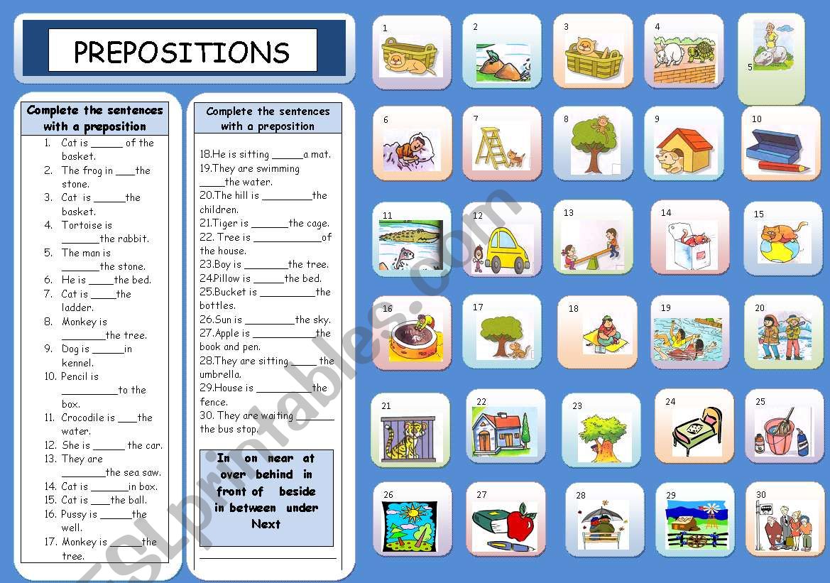 PREPOSITIONS worksheet