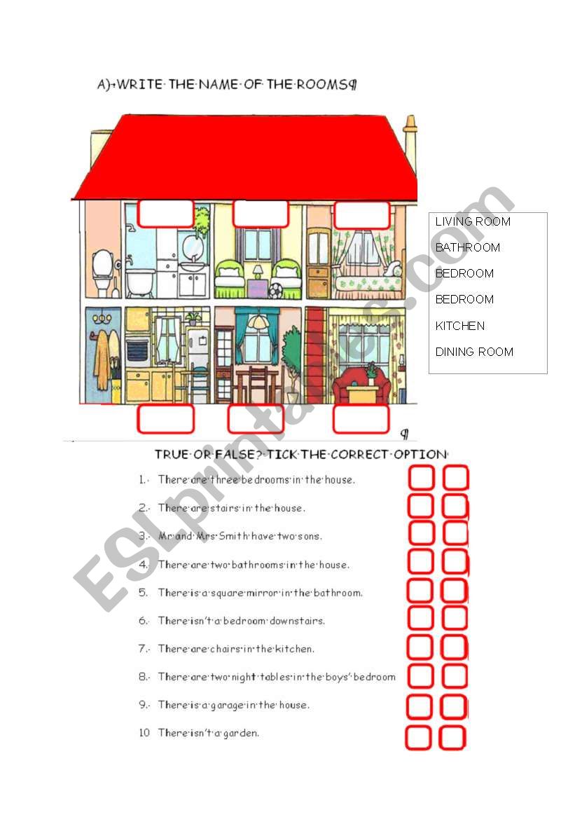 Parts of the house worksheet